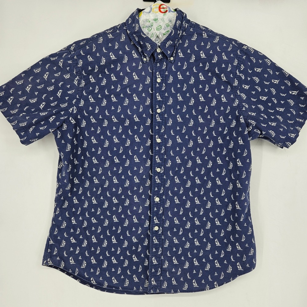 Polo‎ Ralph Lauren Shirt Mens XXL Sail Boats AOP Short Sleeve Casual Blue